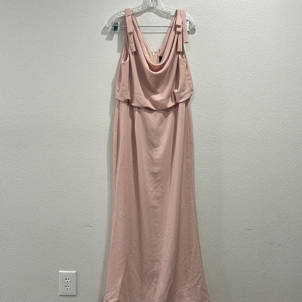Adrianna Papell Womens Pink Sleeveless Cowl NeckMaxi Sheath Evening Dress Sz 12